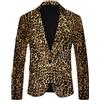 Generisch Abito da Uomo Slim Fit Sakko con Strisce Verticali, Punti, Blazer a Quadri, Abito a Pois, Giacca a Leopardo, Giacca British, Abito con un Bottone, Nero, Bianco, Striato, giallo., M