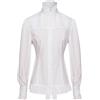 Generic 2025- Camicia Medieval Donna Manica Lunga - Camicia Collo Mao Pieghettato Con Lacci Chic Vintage Casual Gotico Vittoriano Tinta Unita Camicetta Rinascimento Cosplay Slim per Halloween Carnevale Top