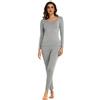 Mcilia - Completo Intimo Termico da Donna, Modale Ultra Sottile, con Scollo Rotondo, Camicia a Maniche Lunghe & Leggings, Grigio Large (EU 44 46)