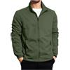Generic Giacca da uomo per sport autunnali all'aperto da passeggio giacca bomber con cerniera casual a maniche lunghe cappotto plus size collo a lupetto giacca a vento leggera con tasche, Verde militare, L