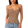 LEACOOLKEY Corpetto Corsetto in Pizzo Floreale Trasparente con Lacci per Donna Top Halloween