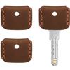 TIXIPEM Leather Key Covers Caps - Key Toppers Identifiers Head Sleeves Use for Standard Flat House Office & Apartment
