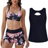 Yutdeng Tankini da Donna in 3 Pezzi Canotte Top e Bikini Push Up e Pantaloncini da Bagno a Vita Alta Costume da Bagno Sportivo Tankini Coprente Contenitivo per Mare Piscina Spiaggia