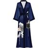 EORUBE Kimono Lungo Accappatoio Donne Cover Up Stampa Floreale Raso Indumenti Da Notte Accappatoio di Seta Addio al Nubilato Accappatoio