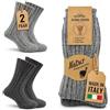 MOUNTREX® Calzini in lana alpaca, per uomo e donna, invernali, caldi, calzini termici, spessi, 2 paia, Grigio/Grigio scuro, 47-50