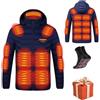 HAOLEI Giacca Riscaldata Uomo Donna 3 Temperature Giacche Riscaldate 21 Giubbotto Riscaldante con Cappuccio Elettrica Intelligente a Costante USB per Controlli Moto Sci Caccia all'aperto in Campeggio