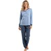 Karelpiù Pigiama Donna Invernale in Cotone Caldo Interlock 100%. Taglie Over Size. Pigiama Lungo Due Pezzi Aperto o Chiuso (IT, Testo, S, Regular, Regular, 64 Azzurro)