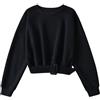 Generisch Felpa da donna cropped con cintura integrata - Maglione corto a maniche lunghe | Top moderno per un look elegante quotidiano, Stil_d02 Nero, M