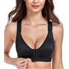Dotvol Bra Reggiseno Postoperatorio, Pulsante Anteriore, Minimizer Sportivo, Petto Regolabile, Racerback Comfort Bra Nero 5B