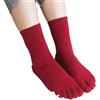 LiuliuBull 3 paia di calzini da donna in lana con dita dei piedi, invernali, a 5 dita, a tubo medio, tinta unita, spessi, caldi e assorbenti, da donna, casual, con dita divise(3 pairs red)