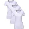 LiKing T-Shirt Donna Maglietta con Scollo Rotondo Cotone Maniche Corte Tee Top Pacco da 3 6101 Bianco 6101-WH-XL-3