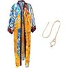 CRFASIBE Copricostume Lungo da Donna, Kimono Bohémien con Cintura, Caftano da Spiaggia Elegante, Ideale Come Copertura Bikini(Stile H)