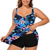 Generisch Tankini - Costume da bagno taglie forti con ferretto di supporto, spalline regolabili, da donna, taglie forti, Blu 1, 4XL