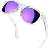Joopin Occhiali da Sole da Uomo Donna Polarizzati Protezione UV400 Classici Rettangolari Quadrati Vintage Retrò Anni '80 Occhiali Specchio da Guida (Viola Trasparente)
