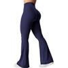 YEOREO Leggings da donna Kalie Flare Scrunch con vita a V e cross per yoga, Navy, M