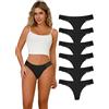 Hialegion Sexy Mutande Donna Thong Perizoma Cotone Donna Tanga Traspirante Confortevole Nero Taglie Forti 6 Pezzi 3XL