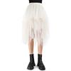 Monbessi Gonna in Tulle Donna Gonna Lunga in Tulle Elastica 80cm Gonna Irregolare in Maglia Quotidiana, Prom, Party(Vita: 60-78cm, Beige)