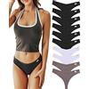 FINETOO 7/10 Pezzi Donna Cotone Perizoma Elasticizzato Tanga Confortevole Thongs Bassa Mutande Slip S-XL