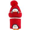 MASOCIO Set Cappello e Sciarpa Neonato Bambino Invernale Cappellino Scaldacollo Neonata Bambina Bimbo Bimba Caldo 2 Berretti Berretto PON PON 6 12 18 Mesi Cuffia Ragazzo 1-3 Anni Rosso