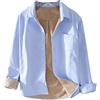 GUOCU Uomo Oxford Camicia Termica a maniche lunghe Tinta unita Confortevole Caldo foderato in sherpa Giacca Camicia Casual Camicie di Flanella abbottonate Giacca da Lavoro Giacca in Flanella SkyBlu XL