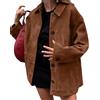 Generic Donna Autunno Fidanzato Faux Camoscio Giacca di Pelle Casual Midi lungo Button Down Cappotto Shacket