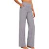 Generico Pantaloni Donna Estivi In Cotone - E Lino Eleganti Elastico Vita Alta Pantaloni Donna Larghi Curvy Leggeri E Comodi a Gamba Larga Casual Yoga Pantalone Gamba Dritta Con Tasche Per Busine Ufficio