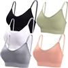 BQTQ 5 Pezzi Reggiseno a Canotta V Collo Bralette Senza Ferretto per Donna (Nero, Bianco, Grigio, Rosa, Verde, L)