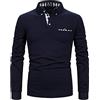 APAELEA Polo da Uomo a Manica Lunga Contrasto Formale Cotone Magliette Tennis Golf T-Shirt，Blu Scuro 1，XXL