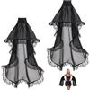 NBEADS 1 paio di Maniche Staccabili In quelliffon, Maniche Lunghe In Tulle per Donna Guanti Lunghi In Tulle Staccabili Gotici per Abito Da Sposa Festa di Halloween, Nero, 60x69cm