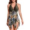 CIZEUR Donna Costume da Bagno Tankini Push up 2 Pezzi Stampa Floreale con Slip a Vita Alta Beachwear