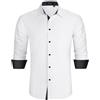 Enlision Camicia Bianco Uomo Manica Lunga Matrimonio Camicia Uomo Button Down Gemelli Camicia Uomo Bianco con Tasca per Formale Casual 3XL