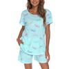 ENJOYNIGHT Pigiama da donna in cotone con stampa morbida abbigliamento da notte estivo pigiama a maniche corte e pantaloncini con tasche coulisse