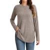 Enmain Maglioni da Donna Invernale Manica Lunga Felpa Leggera Girocollo Maglia Lunga Donna per Leggings Pullover Taglie Forti Loose caffè 3XL