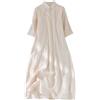 PRINCESS BRIDE Abito da cheongsam con maniche a 3/4 con stampa in lino estivo, abito vintage slim fit con spacco laterale A03