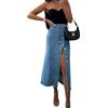 Hecatombic Gonna Lunga in Denim Slim Fit A Vita Alta Sexy da Donna Gonna in Denim con Spacco Laterale Abbottonata Gonna Midi Moda Gonna in Jeans Casual (Azzurro,S)