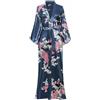 BABEYOND Vestaglia da donna, maxi abito lungo in seta, raso, kimono, motivo pavone, accappatoio lungo, da donna, per ragazze, pajama, feste, lunghezza 135 cm, Blu di Prussia, Einheitsgröße Große