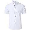 WSLCN Camicia da uomo senza pieghe, vestibilità regolare, elasticizzata, con bottoni, stile casual, da lavoro, formale, con bottoni, (Manica corta) Bianco, XL