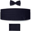 BRERA 67 Fascia da Smoking + Papillon + Fazzoletto da Taschino Color Blu Scuro taglia S-M in raso, Set 3 pezzi Accessori da Uomo Classico per Abiti Eleganti