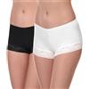 Merry Style Culotte coprenti Hipster Mutande Donna Cotone morbide Slip Donna Cotone Boxer comode Traspiranti Elasticizzate in Pizzo Intimo Femminile MSGAB55 (Nero/Bianco-1 (2Pack), S)