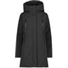 CMP Cappotto Lungho da donna con cappuccio, 35K3596 (IT, Numero, 44, Regular, Regular, Nero)