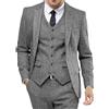 Generic Abito da Uomo in Tweed retrò, Smoking, Abito da Sposa, Ballo di fine Anno, 3 Pezzi, Giacca, Gilet, Pantaloni, Grigio, Taglia Piccola