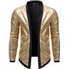 Darringls Shiny Gold Paillettes Blazer Giacca da uomo Cardigan da uomo Giacca invernale blazer night club leggero lucido discoteca festa DJ palcoscenico cantante danza spettacolo costume, gold, M