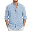 Enlision Camicia Lino Uomo Manica Lunga Estiva Camicia da Uomo Collo Coreana con Bottoni Maglia da Spiaggia Casual Henley Shirts S-4XL