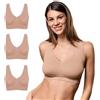FOCENZA Reggiseno Donna Senza Ferretto 3 Pezzi, Brassiere con Spallina Larga in Microfibra Elasticizzata in Vari Colori, Made in Italy (Nudo, S-M)