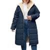 CMTOP Cappotto Donna Invernale Taglie Forti Lungo, Foderati in Pile Caldo Giubbotto Antivento Parka Elegante Classico Giacca Imbottito Giaccone con Cappuccio, Cerniera e Tasche(Blu Navy,XL)