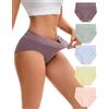 INNERSY Mutande Donna Vita Alta Culotte Cotone Slip con Pizzo Mutandine Intimo Comodo Pacco da 5 (XS, Colorato Morbido)