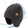 TOP-EX XL/XXL Unisex 80% lana merino impermeabile Beanie con paraorecchie caldo cappello invernale berretto lavorato a maglia con pile, M/L