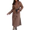 Suncadmious Donne Inverno Lungo Trench di Lana Cappotto Giacca di Lana Dentellato Risvolto Doppio Petto Pavone Cappotto Cintura