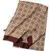 Prettystern sciarpa lunga elegante da uomo a 2 strati classica business cerimonia pura seta frange corte oro marrone beige AB09