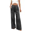 KHIRVWL Jeans Donna Vita Alta Jeans Baggy a Gamba Larga Basic Pantaloni in Denim con Elastico in Vita Pantalone Push Up Larghi Pants Elasticizzati Eleganti Baggy alla Moda Streetwear